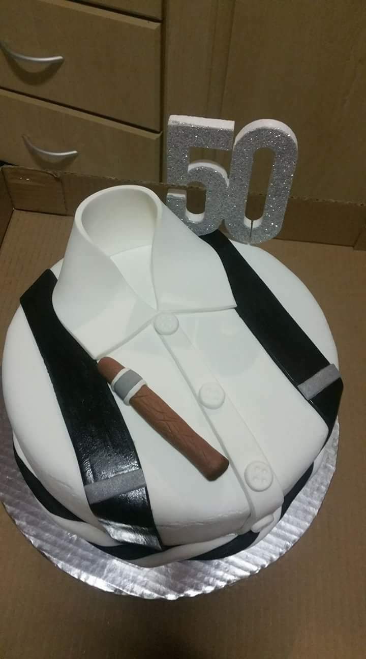 Gentleman Themed 50th Birthday Cake